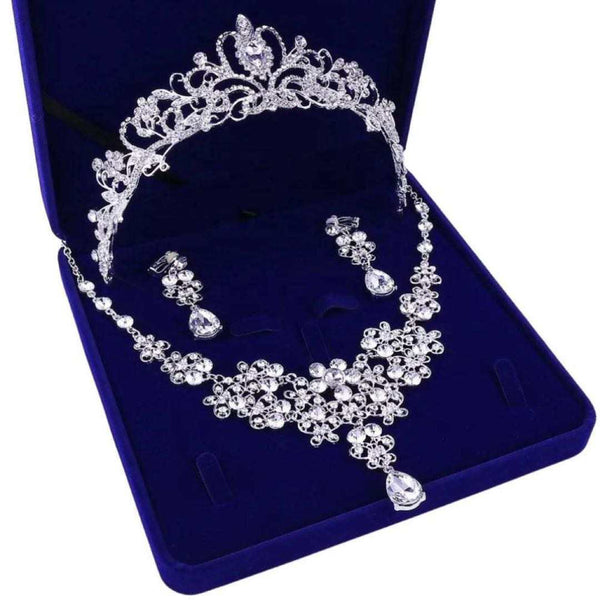 GV Royal Bridal/Prom/Pageant/Wedding 3 piece Tiaras, Earrings and Necklace set