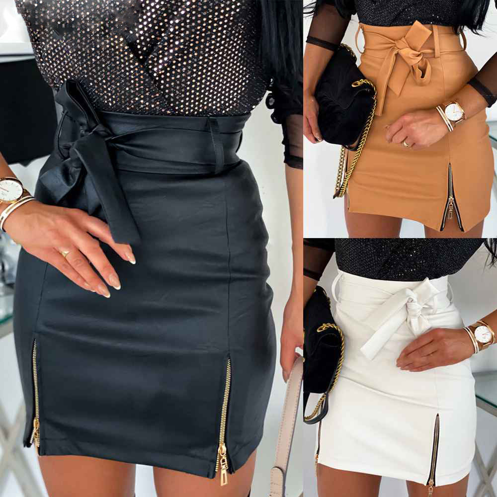 GV PU Faux Leather double zipper mini skirt – GVCouture