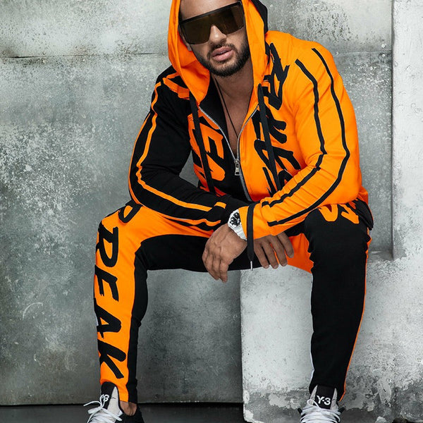 Wholesale popular street wear Suits casual sports Men Hoodie Clothing in stock autumn sweatsuit personality punk  hip hop set